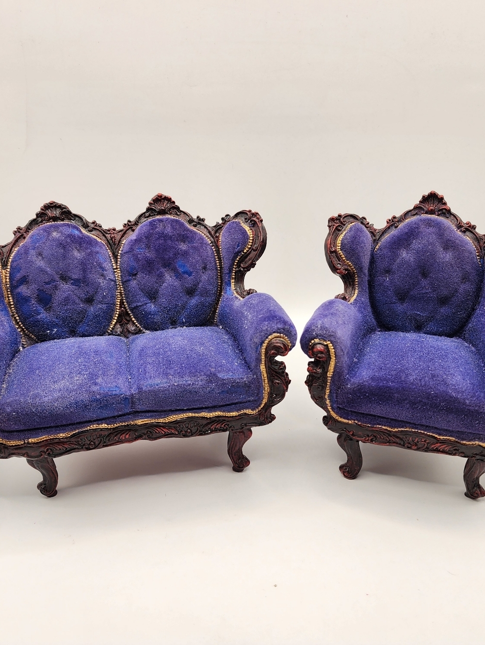 Vintage Victorian Velvet Settee Dollhouse Furniture